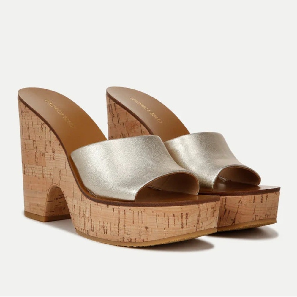 NEW Veronica Beard Paulita Platform Slide Sandal in Platinum